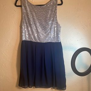 B. Darlin, navy blue and silver top with beautiful details